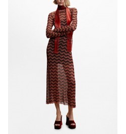 Women's Lurex Knit Dress Burnt Orange $49.00 Dresses