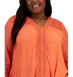 Plus Size Lace-Trim Long-Sleeve Top Winter White $19.94 Tops