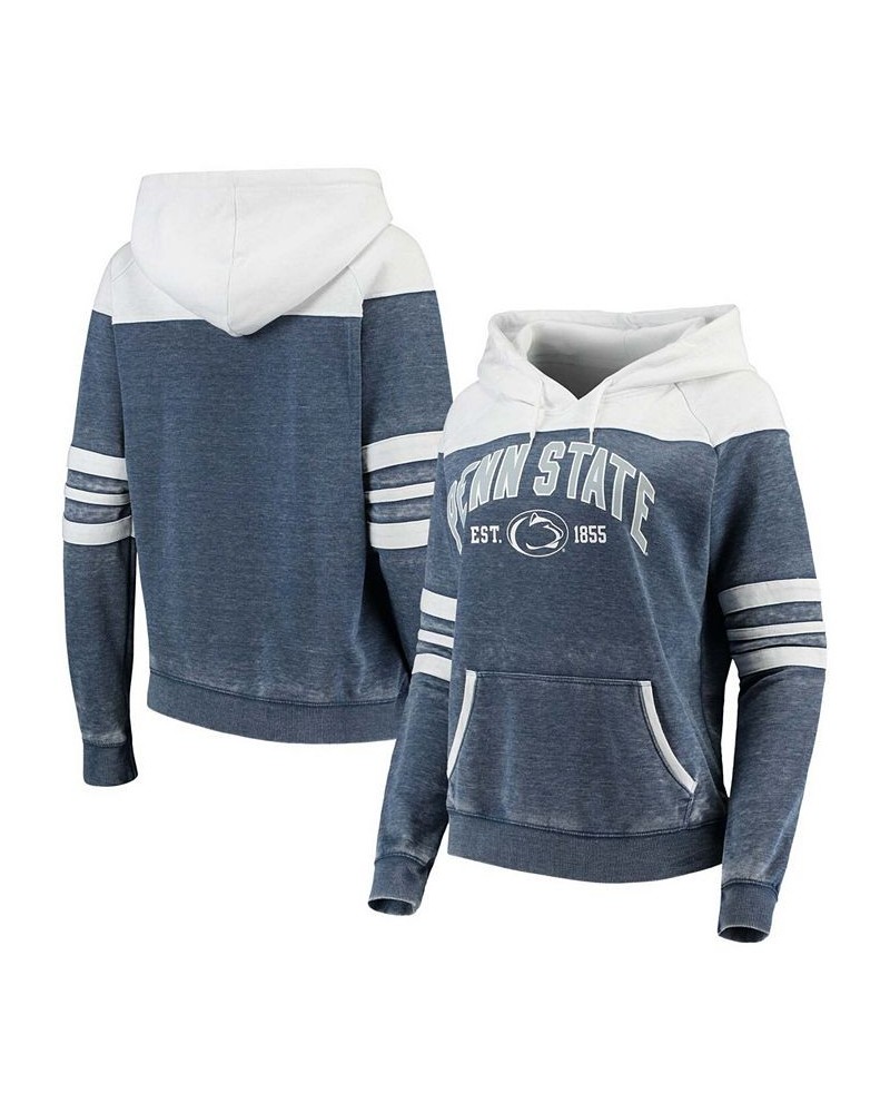 Women's Navy and White Penn State Nittany Lions Blitz Sleeve Striped Blocked Raglan Hoodie Navy, White $40.27 Sweatshirts