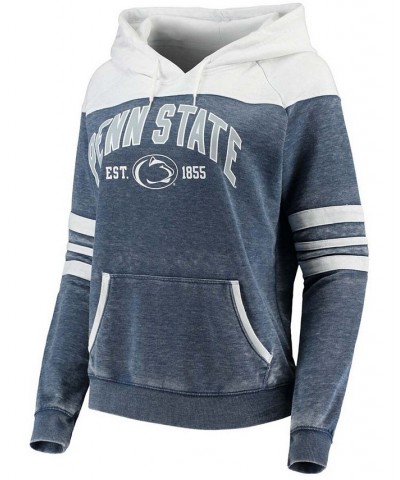 Women's Navy and White Penn State Nittany Lions Blitz Sleeve Striped Blocked Raglan Hoodie Navy, White $40.27 Sweatshirts