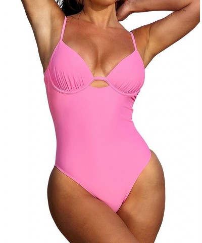 Women's X STASSIE Oasis Underwire Tie Back One Piece Swimsuit Pink $30.20 Swimsuits