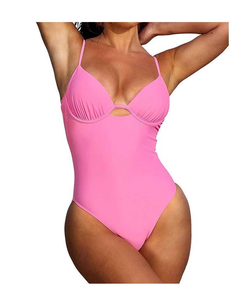 Women's X STASSIE Oasis Underwire Tie Back One Piece Swimsuit Pink $30.20 Swimsuits