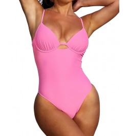 Women's X STASSIE Oasis Underwire Tie Back One Piece Swimsuit Pink $30.20 Swimsuits