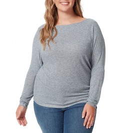 Plus Size Giana Drop-Shoulder Wide-Neck Top Blue $31.16 Tops