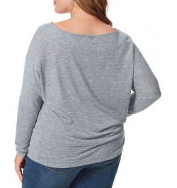 Plus Size Giana Drop-Shoulder Wide-Neck Top Blue $31.16 Tops