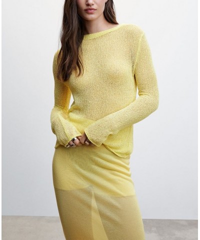 Women's Semi-Transparent Knitted Skirt Pastel Yellow $38.70 Skirts