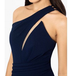 Petite Cutout One-Shoulder Ruffled Gown Navy $119.97 Dresses