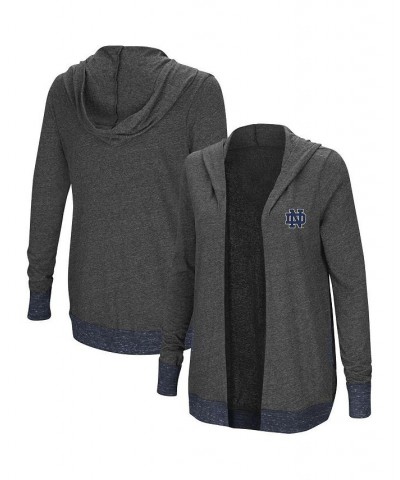 Women's Heathered Charcoal Notre Dame Fighting Irish Steeplechase Open Cardigan with Hood Gray $22.50 Sweaters