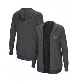 Women's Heathered Charcoal Notre Dame Fighting Irish Steeplechase Open Cardigan with Hood Gray $22.50 Sweaters