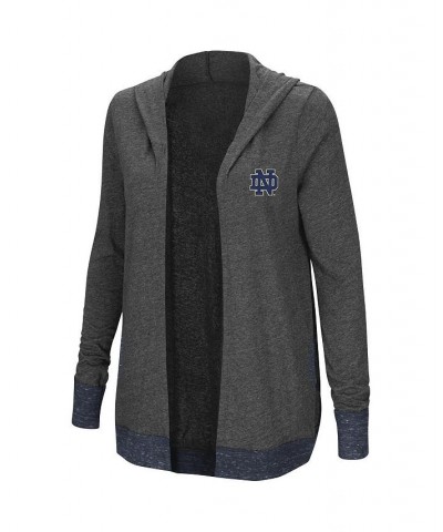 Women's Heathered Charcoal Notre Dame Fighting Irish Steeplechase Open Cardigan with Hood Gray $22.50 Sweaters