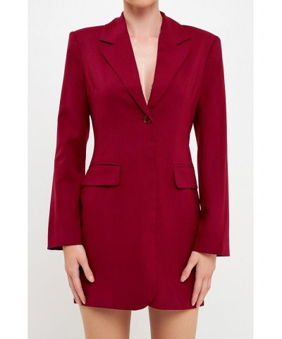 Women's Collared Dress with Open Back Detail Burgundy $44.80 Dresses