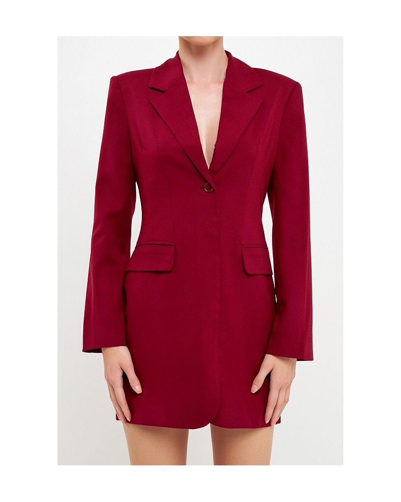 Women's Collared Dress with Open Back Detail Burgundy $44.80 Dresses