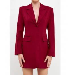 Women's Collared Dress with Open Back Detail Burgundy $44.80 Dresses