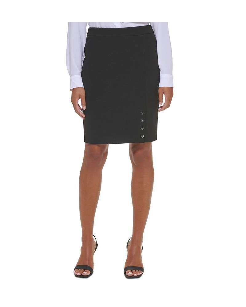 Petite Four-Button Knee-Length Pencil Skirt Black $33.60 Skirts