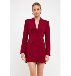 Women's Collared Dress with Open Back Detail Burgundy $44.80 Dresses