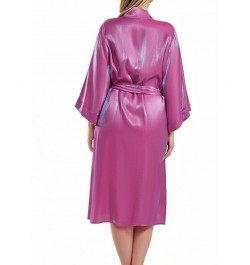 Skyler Plus Size Irredesant Robe with Self Tie Sash and inner Ties Purple $44.07 Sleepwear