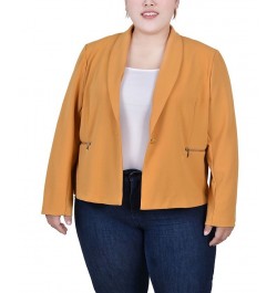 Plus Size Cropped Long Sleeve Crepe Jacket Gold $13.20 Jackets