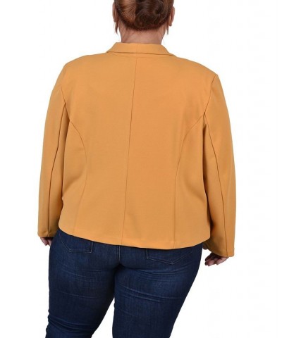 Plus Size Cropped Long Sleeve Crepe Jacket Gold $13.20 Jackets