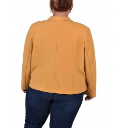 Plus Size Cropped Long Sleeve Crepe Jacket Gold $13.20 Jackets