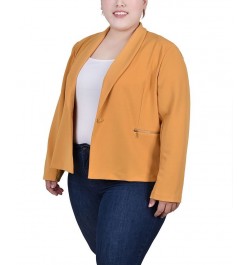 Plus Size Cropped Long Sleeve Crepe Jacket Gold $13.20 Jackets