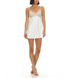 Women's Rosa Solid Charmeuse Chemise with Lace Ivory $44.88 Sleepwear