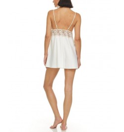 Women's Rosa Solid Charmeuse Chemise with Lace Ivory $44.88 Sleepwear