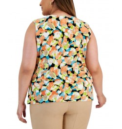 Plus Size Printed Keyhole Sleeveless Top Papaya Multi $29.67 Tops