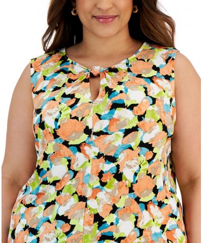 Plus Size Printed Keyhole Sleeveless Top Papaya Multi $29.67 Tops