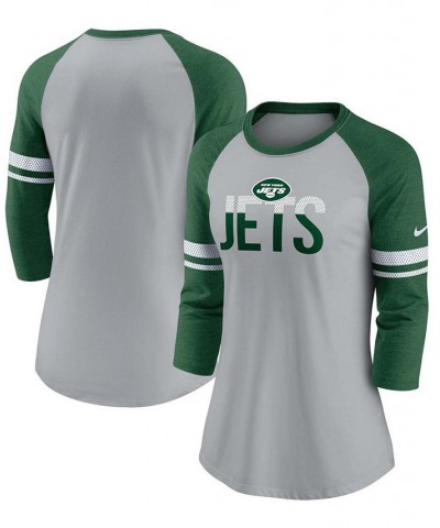 Women's Heathered Gray Green New York Jets Stripe Mesh Nickname Tri-Blend 3/4-Sleeve T-shirt Heather Gray, Green $22.00 T-Shirts