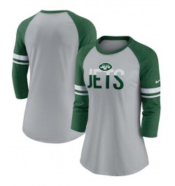 Women's Heathered Gray Green New York Jets Stripe Mesh Nickname Tri-Blend 3/4-Sleeve T-shirt Heather Gray, Green $22.00 T-Shirts