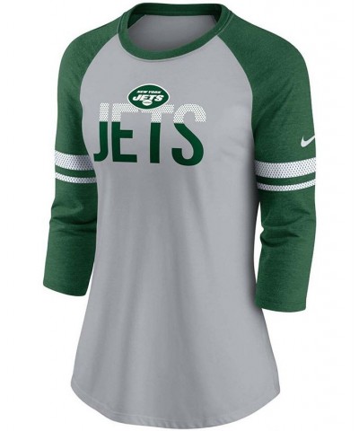 Women's Heathered Gray Green New York Jets Stripe Mesh Nickname Tri-Blend 3/4-Sleeve T-shirt Heather Gray, Green $22.00 T-Shirts