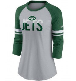 Women's Heathered Gray Green New York Jets Stripe Mesh Nickname Tri-Blend 3/4-Sleeve T-shirt Heather Gray, Green $22.00 T-Shirts