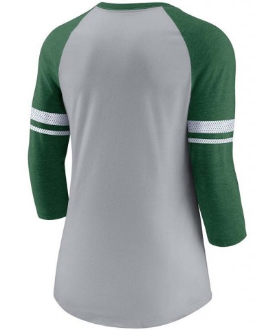 Women's Heathered Gray Green New York Jets Stripe Mesh Nickname Tri-Blend 3/4-Sleeve T-shirt Heather Gray, Green $22.00 T-Shirts