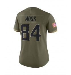 Women's Randy Moss Olive Minnesota Vikings 2022 Salute To Service Retired Player Limited Jersey Green $71.04 Jersey