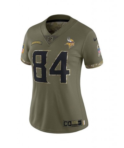 Women's Randy Moss Olive Minnesota Vikings 2022 Salute To Service Retired Player Limited Jersey Green $71.04 Jersey