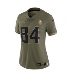 Women's Randy Moss Olive Minnesota Vikings 2022 Salute To Service Retired Player Limited Jersey Green $71.04 Jersey