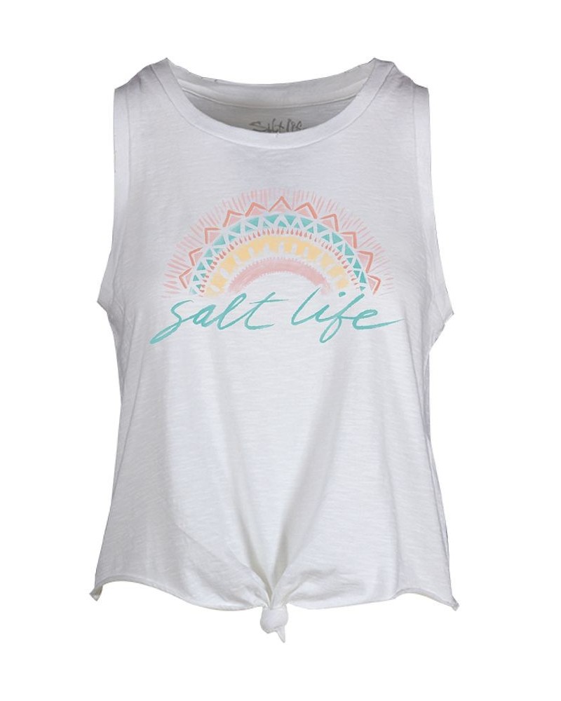 Women's Boho Sun Cotton Graphic Tank Top White $19.00 Tops