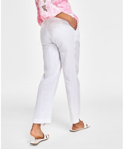 Women's Linen Drawstring Pants Bright White $25.51 Pants