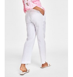 Women's Linen Drawstring Pants Bright White $25.51 Pants