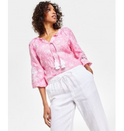 Women's Linen Drawstring Pants Bright White $25.51 Pants