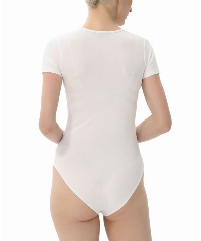 Women's Sweetheart Neck Basic Bodysuit Top White $22.54 Tops