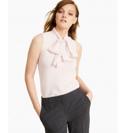 Women's Bow-Neck Sleeveless Blouse Pink $37.26 Tops