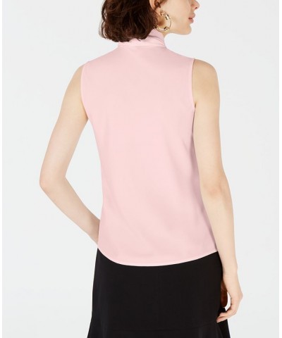 Women's Bow-Neck Sleeveless Blouse Pink $37.26 Tops