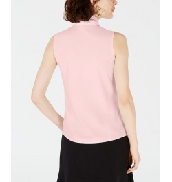 Women's Bow-Neck Sleeveless Blouse Pink $37.26 Tops