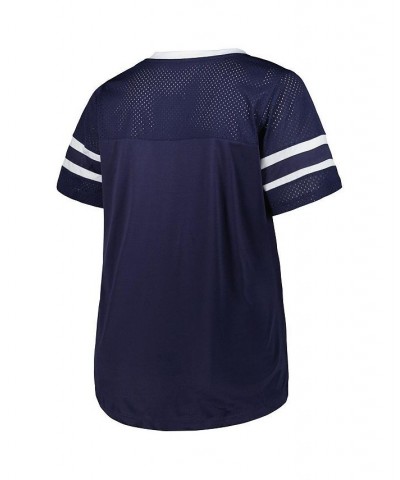 Women's Branded Navy Dallas Cowboys Plus Size Original State Lace-Up T-shirt Navy $32.25 Tops