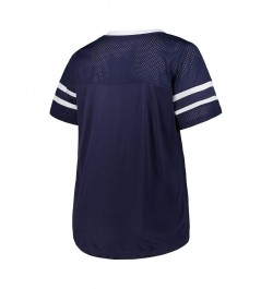 Women's Branded Navy Dallas Cowboys Plus Size Original State Lace-Up T-shirt Navy $32.25 Tops