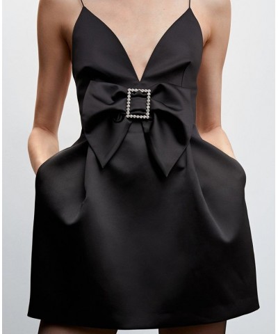 Women's Satin Tie Dress Black $44.80 Dresses