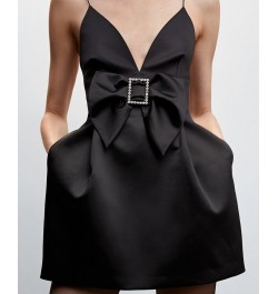 Women's Satin Tie Dress Black $44.80 Dresses