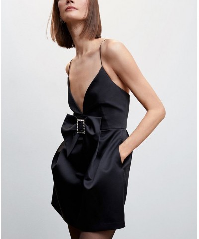 Women's Satin Tie Dress Black $44.80 Dresses