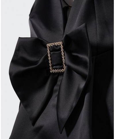 Women's Satin Tie Dress Black $44.80 Dresses